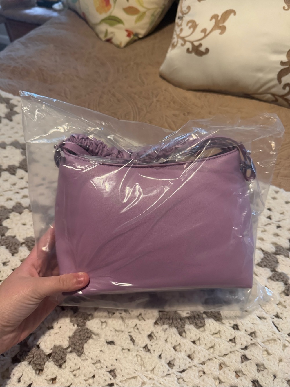 a new day Lavender Crossbody Bag with Ruched Strap